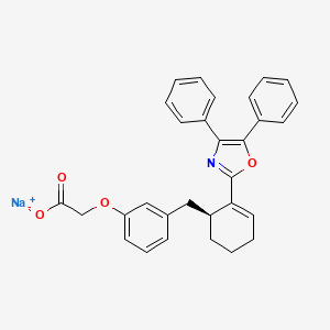 molecular formula C30H26NNaO4 B1674010 Acetic acid, (3-(((1S)-2-(4,5-diphenyl-2-oxazolyl)-2-cyclohexen-1-yl)methyl)phenoxy)-, sodium salt CAS No. 171046-15-4
