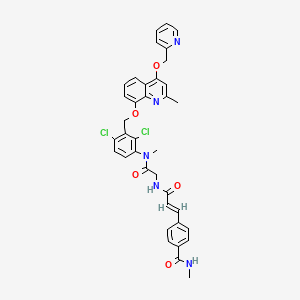 molecular formula C37H33Cl2N5O5 B1674017 4-[(E)-3-[[2-[[2,4-dichloro-3-[[2-methyl-4-(pyridin-2-ylmethoxy)quinolin-8-yl]oxymethyl]phenyl]-methylamino]-2-oxoethyl]amino]-3-oxoprop-1-enyl]-N-methylbenzamide CAS No. 193344-25-1