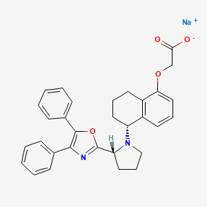 molecular formula C31H29N2NaO4 B1674019 Acetic acid, (((5R)-5-((2R)-2-(4,5-diphenyl-2-oxazolyl)-1-pyrrolidinyl)-5,6,7,8-tetrahydro-1-naphthalenyl)oxy)-, sodium salt CAS No. 187992-22-9