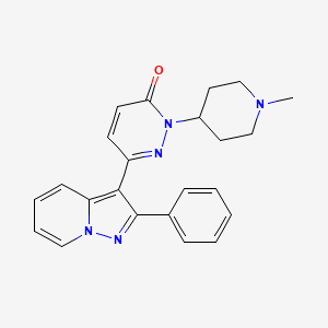 molecular formula C23H23N5O B1674020 3(2H)-Pyridazinone, 2-(1-methyl-4-piperidinyl)-6-(2-phenylpyrazolo(1,5-a)pyridin-3-yl)- CAS No. 202646-80-8