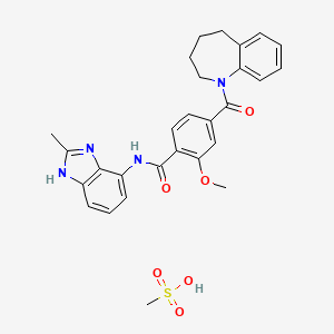molecular formula C28H30N4O6S B1674025 Benzamide, 2-methoxy-N-(2-methyl-1H-benzimidazol-4-yl)-4-((2,3,4,5-tetrahydro-1H-1-benzazepin-1-yl)carbonyl)-, monomethanesulfonate CAS No. 233264-02-3