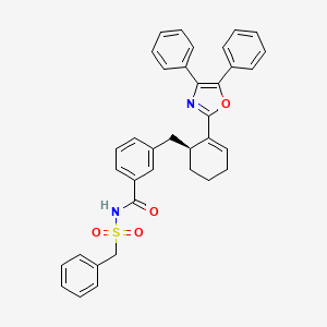molecular formula C36H32N2O4S B1674028 Benzamide, 3-(((1S)-2-(4,5-diphenyl-2-oxazolyl)-2-cyclohexen-1-yl)methyl)-N-((phenylmethyl)sulfonyl)- CAS No. 262596-45-2