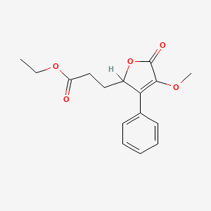 molecular formula C16H18O5 B1674031 Ethyl 2,5-dihydro-4-methoxy-5-oxo-3-phenyl-2-furanpropanoate CAS No. 105346-34-7