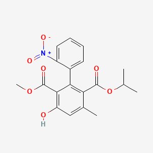 molecular formula C19H19NO7 B1674033 6-(1-Methylethyl) 2-methyl 3-hydroxy-5-methyl-2'-nitro-(1,1'-biphenyl)-2,6-dicarboxylate CAS No. 127975-78-4