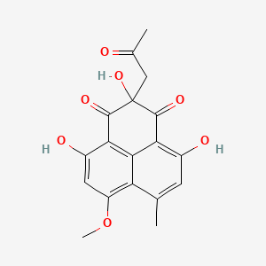 molecular formula C18H16O7 B1674040 2-Acetonyl-2,4,9-trihydroxy-6-methoxy-7-methyl-1H-phenalene-1,3(2H)-dione CAS No. 124190-19-8