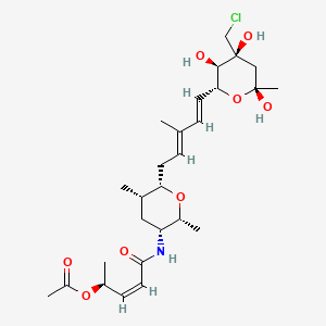molecular formula C27H42ClNO8 B1674041 [(Z,2S)-4-[[(2R,3R,5S,6S)-6-[(2E,4E)-5-[(2R,3R,4S,6S)-4-(chloromethyl)-3,4,6-trihydroxy-6-methyloxan-2-yl]-3-methylpenta-2,4-dienyl]-2,5-dimethyloxan-3-yl]carbamoyl]but-3-en-2-yl] acetate CAS No. 146478-74-2