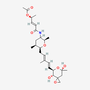 molecular formula C27H41NO8 B1674042 (2S,3Z)-5-{[(2R,3R,5S,6S)-6-{(2E,4E)-5-[(3R,4R,5R,7S)-4,7-dihydroxy-7-methyl-1,6-dioxaspiro[2.5]oct-5-yl]-3-methylpenta-2,4-dien-1-yl}-2,5-dimethyltetrahydro-2H-pyran-3-yl]amino}-5-oxopent-3-en-2-yl acetate CAS No. 146478-72-0