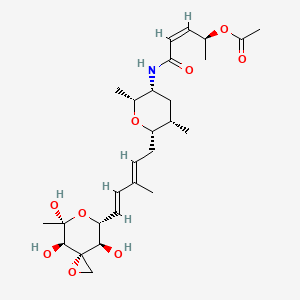 molecular formula C27H41NO9 B1674043 [(Z,2S)-5-[[(2R,3R,5S,6S)-2,5-Dimethyl-6-[(2E,4E)-3-methyl-5-[(3S,4R,5R,7R,8R)-4,5,8-trihydroxy-5-methyl-1,6-dioxaspiro[2.5]octan-7-yl]penta-2,4-dienyl]oxan-3-yl]amino]-5-oxopent-3-en-2-yl] acetate CAS No. 146478-73-1