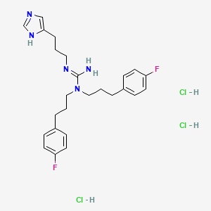 molecular formula C25H34Cl3F2N5 B1674045 N,N-Bis(3-(4-fluorophenyl)propyl)-N'-(3-(1H-imidazol-4-yl)propyl)guanidine CAS No. 141099-46-9