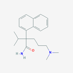 molecular formula C20H28N2O B167405 5-(Dimethylamino)-2-naphthalen-1-yl-2-propan-2-ylpentanamide CAS No. 1606-10-6