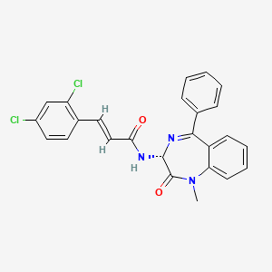 molecular formula C25H19Cl2N3O2 B1674058 (E)-3-(2,4-dichlorophenyl)-N-[(3R)-1-methyl-2-oxo-5-phenyl-3H-1,4-benzodiazepin-3-yl]prop-2-enamide 