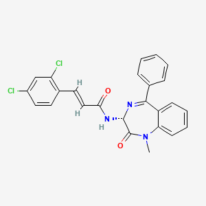 molecular formula C25H19Cl2N3O2 B1674058 (E)-3-(2,4-dichlorophenyl)-N-[(3R)-1-methyl-2-oxo-5-phenyl-3H-1,4-benzodiazepin-3-yl]prop-2-enamide CAS No. 170228-29-2