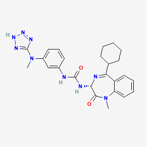 B1674059 1-[(3R)-5-cyclohexyl-1-methyl-2-oxo-3H-1,4-benzodiazepin-3-yl]-3-[3-(methyl-(2H-tetrazol-5-yl)amino)phenyl]urea CAS No. 152885-49-9