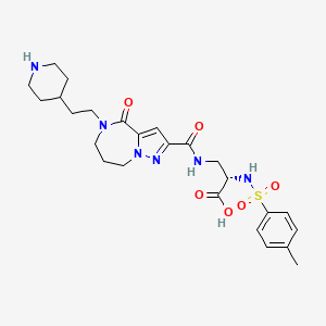 molecular formula C25H34N6O6S B1674060 (2S)-2-[(4-methylphenyl)sulfonylamino]-3-[[4-oxo-5-(2-piperidin-4-ylethyl)-7,8-dihydro-6H-pyrazolo[1,5-a][1,4]diazepine-2-carbonyl]amino]propanoic acid CAS No. 163212-43-9