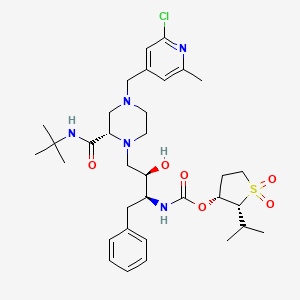 molecular formula C34H50ClN5O6S B1674062 [(2R,3R)-1,1-dioxo-2-propan-2-ylthiolan-3-yl] N-[(2S,3R)-4-[(2S)-2-(tert-butylcarbamoyl)-4-[(2-chloro-6-methylpyridin-4-yl)methyl]piperazin-1-yl]-3-hydroxy-1-phenylbutan-2-yl]carbamate CAS No. 159565-70-5