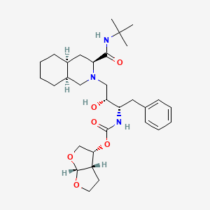 molecular formula C31H47N3O6 B1674064 [(3aS,4R,6aR)-2,3,3a,4,5,6a-hexahydrofuro[2,3-b]furan-4-yl] N-[(2S,3R)-4-[(3S,4aS,8aS)-3-(tert-butylcarbamoyl)-3,4,4a,5,6,7,8,8a-octahydro-1H-isoquinolin-2-yl]-3-hydroxy-1-phenylbutan-2-yl]carbamate CAS No. 156879-13-9