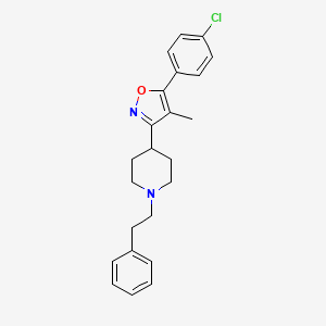 molecular formula C23H25ClN2O B1674072 5-(4-Chlorophenyl)-4-methyl-3-(1-(2-phenylethyl)piperidin-4-yl)isoxazole CAS No. 156337-32-5