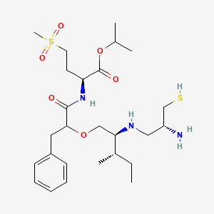 molecular formula C26H45N3O6S2 B1674074 propan-2-yl (2S)-2-[[2-[(2S,3S)-2-[[(2R)-2-amino-3-sulfanylpropyl]amino]-3-methylpentoxy]-3-phenylpropanoyl]amino]-4-methylsulfonylbutanoate CAS No. 160141-09-3