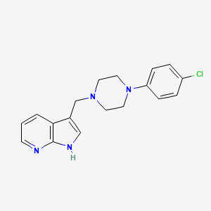 molecular formula C18H19ClN4 B1674075 3-((4-(4-Chlorophenyl)piperazin-1-yl)methyl)-1H-pyrrolo[2,3-b]pyridine CAS No. 158985-00-3