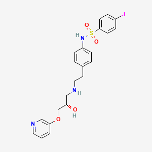 molecular formula C22H24IN3O4S B1674080 Benzenesulfonamide, N-(4-(2-(((2S)-2-hydroxy-3-(3-pyridinyloxy)propyl)amino)ethyl)phenyl)-4-iodo- CAS No. 159183-70-7