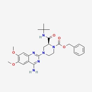 molecular formula C27H34N6O5 B1674089 phenylmethyl (2S)-4-(4-amino-6,7-dimethoxyquinazolin-2-yl)-2-(tert-butylcarbamoyl)piperazine-1-carboxylate CAS No. 189349-50-6