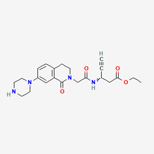 molecular formula C22H28N4O4 B1674091 ethyl (3S)-3-[[2-(1-oxo-7-piperazin-1-yl-3,4-dihydroisoquinolin-2-yl)acetyl]amino]pent-4-ynoate CAS No. 183745-58-6