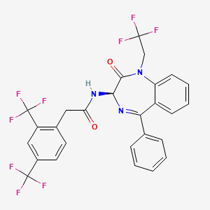 molecular formula C27H18F9N3O2 B1674092 2-[2,4-Bis(trifluoromethyl)phenyl]-N-[(3R)-2-oxo-5-phenyl-1-(2,2,2-trifluoroethyl)-3H-1,4-benzodiazepin-3-yl]acetamide CAS No. 177954-68-6