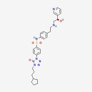 Benzenesulfonamide, 4-(4-(3-cyclopentylpropyl)-4,5-dihydro-5-oxo-1H-tetrazol-1-yl)-N-(4-(2-(((2R)-2-hydroxy-2-(3-pyridinyl)ethyl)amino)ethyl)phenyl)-