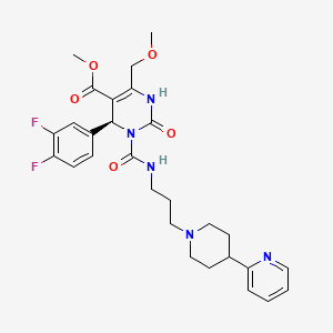 molecular formula C28H33F2N5O5 B1674095 Methyl (4S)-4-(3,4-difluorophenyl)-6-(methoxymethyl)-2-oxo-3-(3-(4-(2-pyridyl)-1-piperidyl)propylcarbamoyl)-1,4-dihydropyrimidine-5-carboxylate CAS No. 200050-59-5