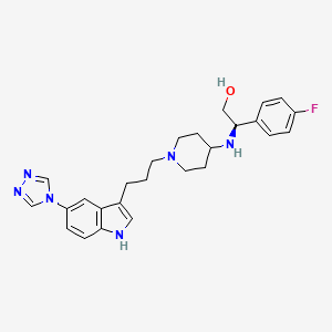 molecular formula C26H31FN6O B1674097 (2R)-2-(4-fluorophenyl)-2-[[1-[3-[5-(1,2,4-triazol-4-yl)-1H-indol-3-yl]propyl]piperidin-4-yl]amino]ethanol CAS No. 177947-03-4