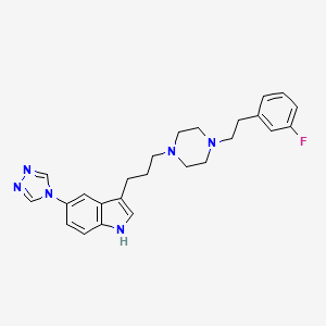 molecular formula C25H29FN6 B1674098 3-[3-[4-[2-(3-fluorophenyl)ethyl]piperazin-1-yl]propyl]-5-(1,2,4-triazol-4-yl)-1H-indole CAS No. 188400-51-3