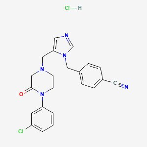 molecular formula C22H21Cl2N5O B1674101 Benzonitrile, 4-((5-((4-(3-chlorophenyl)-3-oxo-1-piperazinyl)methyl)-1H-imidazol-1-yl)methyl)-, monohydrochloride CAS No. 253863-00-2