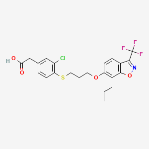 molecular formula C22H21ClF3NO4S B1674104 2-[3-Chloro-4-[3-[[7-propyl-3-(trifluoromethyl)-1,2-benzoxazol-6-yl]oxy]propylsulfanyl]phenyl]acetic acid CAS No. 194608-77-0