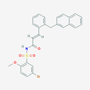 molecular formula C27H22BrNO4S B1674110 (2E)-N-[(5-bromo-2-methoxyphenyl)sulfonyl]-3-[2-(2-naphthalenylmethyl)phenyl]-2-propenamide CAS No. 244101-02-8