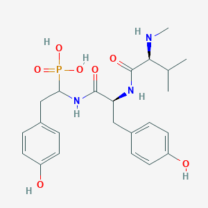molecular formula C23H32N3O7P B1674137 [2-(4-hydroxyphenyl)-1-[[(2S)-3-(4-hydroxyphenyl)-2-[[(2S)-3-methyl-2-(methylamino)butanoyl]amino]propanoyl]amino]ethyl]phosphonic acid CAS No. 93768-49-1