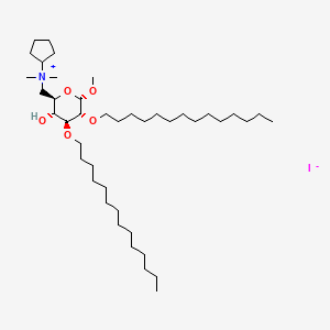 B1674141 N-(((2R,3R,4S,5R,6S)-3-hydroxy-6-methoxy-4,5-bis(tetradecyloxy)tetrahydro-2H-pyran-2-yl)methyl)-N,N-dimethylcyclopentanaminium iodide CAS No. 1202388-64-4
