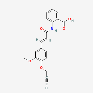 molecular formula C20H17NO5 B1674166 (E)-2-[[3-(3-methoxy-4-propargyloxyphenyl)-1-oxo-2-propenyl]amino]benzoic acid CAS No. 1001288-58-9