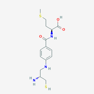 molecular formula C15H23N3O3S2 B1674168 2-[4-(2-Amino-3-mercapto-propylamino)-benzoylamino]-4-methylsulfanyl-butyric acid CAS No. 161721-65-9