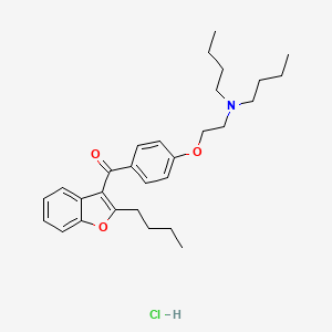 molecular formula C29H40ClNO3 B1674194 Methanone, (2-butyl-3-benzofuranyl)(4-(2-(dibutylamino)ethoxy)phenyl)-, hydrochloride CAS No. 52031-23-9