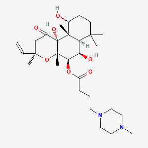 molecular formula C29H48N2O7 B1674195 [(3R,4aS,5R,6R,6aR,10R,10aS,10bR)-3-ethenyl-6,10,10b-trihydroxy-3,4a,7,7,10a-pentamethyl-1-oxo-5,6,6a,8,9,10-hexahydro-2H-benzo[f]chromen-5-yl] 4-(4-methylpiperazin-1-yl)butanoate CAS No. 110452-75-0