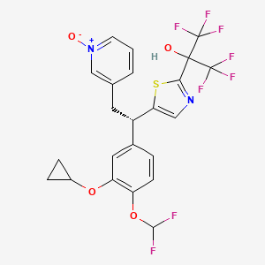 molecular formula C23H18F8N2O4S B1674196 2-Thiazolemethanol, 5-((1S)-1-(3-(cyclopropyloxy)-4-(difluoromethoxy)phenyl)-2-(1-oxido-3-pyridinyl)ethyl)-alpha,alpha-bis(trifluoromethyl)- CAS No. 362718-73-8