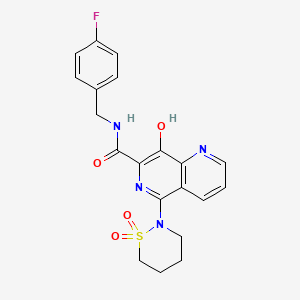 molecular formula C20H19FN4O4S B1674197 5-(1,1-dioxido-1,2-thiazinan-2-yl)-N-(4-fluorobenzyl)-8-hydroxy-1,6-naphthyridine-7-carboxamide CAS No. 410544-95-5