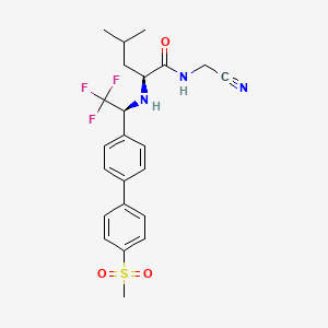 molecular formula C23H26F3N3O3S B1674199 (2S)-N-(cyanomethyl)-4-methyl-2-[[(1S)-2,2,2-trifluoro-1-[4-(4-methylsulfonylphenyl)phenyl]ethyl]amino]pentanamide CAS No. 603139-12-4