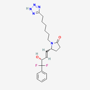 molecular formula C21H27F2N5O2 B1674200 5-(4,4-Difluoro-3-hydroxy-4-phenylbut-1-en-1-yl)-1-[6-(2H-tetrazol-5-yl)hexyl]pyrrolidin-2-one CAS No. 634193-54-7