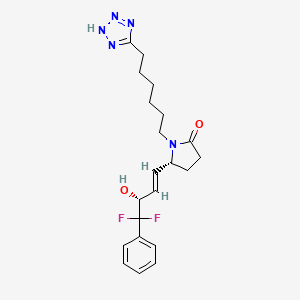 molecular formula C21H27F2N5O2 B1674200 2-Pyrrolidinone, 5-((1E,3R)-4,4-difluoro-3-hydroxy-4-phenyl-1-butenyl)-1-(6-(1H-tetrazol-5-yl)hexyl)-, (5R)- CAS No. 634193-54-7