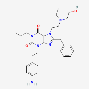 molecular formula C29H38N6O3 B1674202 3-(2-(4-Aminophenyl)ethyl)-8-benzyl-7-(2-(ethyl(2-hydroxyethyl)amino)ethyl)-1-propylxanthine CAS No. 770703-20-3