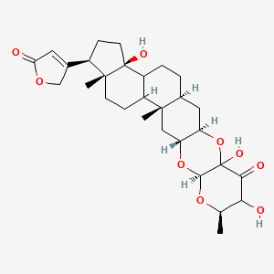 molecular formula C29H40O9 B1674210 Card-20(22)-enolide, 14-hydroxy-2,3-((tetrahydro-3,5-dihydroxy-6-methyl-4-oxo-2H-pyran-3,2-diyl)bis(oxy))-, (2-alpha(2S,6R),3-beta,5-alpha)- CAS No. 66419-08-7