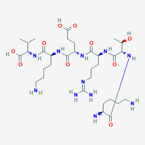 molecular formula C32H61N11O10 B1674224 L-Valine, N-(N2-(N-(N2-(N-L-lysyl-L-threonyl)-L-arginyl)-L-alpha-glutamyl)-L-lysyl)- CAS No. 78228-88-3