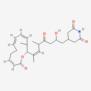 B1674231 4-[(Z)-2-hydroxy-5-methyl-7-[(4Z,6Z,10Z)-3-methyl-12-oxo-1-oxacyclododeca-4,6,10-trien-2-yl]-4-oxooct-6-enyl]piperidine-2,6-dione CAS No. 134869-15-1