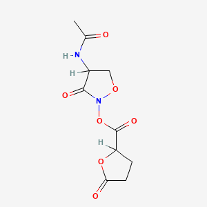 molecular formula C10H12N2O7 B1674234 2-Furancarboxylic acid, 2-(4-(acetylamino)-3-oxo-2-isoxazolidinyl)tetrahydro-5-oxo- CAS No. 107167-31-7